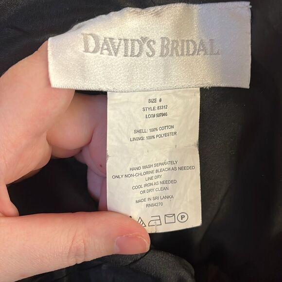 DAVID'S BRIDAL Sweetheart Neckline Strapless Aline Black Satin Dress 6 - Picture 3 of 3